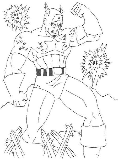 coloriage captain america dans les fils barbeles